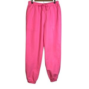 Super Massive Neon Pink Parachute Jogger Pants Y2K Streetwear Large Barbie Funk